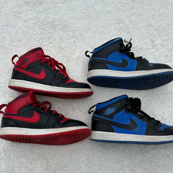 Nike Air Jordan High Top Blue/Red/Black Shoes Bundle‎ Size 1.7Y